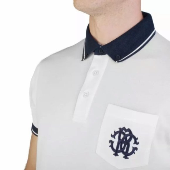 Roberto Cavalli Men's Pique Two-Tone Polo Shirt - Picture 2 of 4